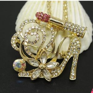High Heel Lipstick Necklace/Brooch